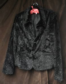 Black Faux Fur Ladies Jacket by NienHaus
