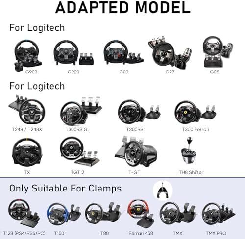Foldable Steering Wheel Stand for Logitech, PS5, PS4, Xbox & PC G29/G920/G923/G PRO/RS50 fit, MOZA R3/R5 & select Thrustmaster, 30-sec folding, adjustable height & wheel angle, steel frame