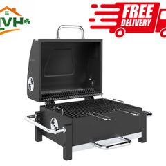 Steel Charcoal Grill Portable BBQ Smoker with Lid Adjustable Vents Two-Stage Charcoal Pan Thermometer