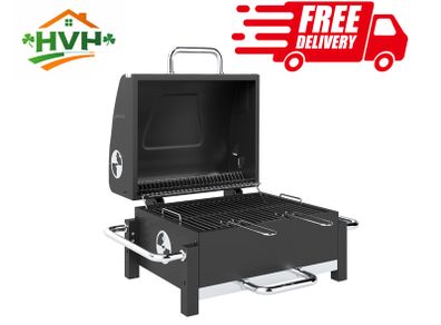 Steel Charcoal Grill Portable BBQ Smoker with Lid Adjustable Vents Two-Stage Charcoal Pan Thermometer