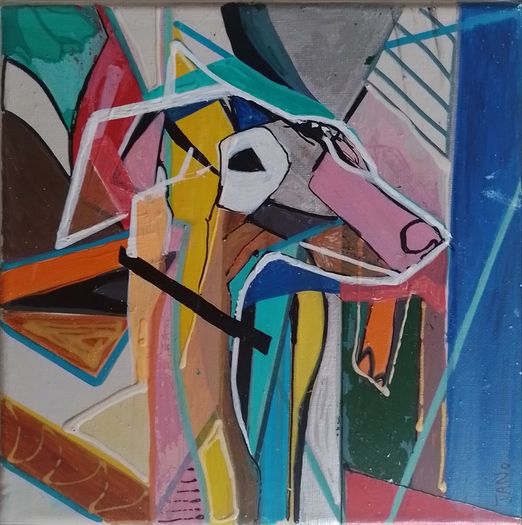 Original Painting of a Dog Framed Original Abstract Painting of Dog  Fauvist Art Figurative Art
