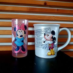 Disneland Mickey mug and Minnie glass