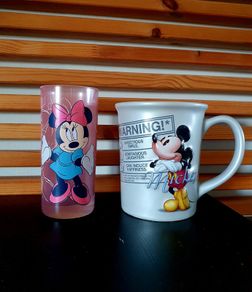 Disneland Mickey mug and Minnie glass