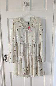 Cream Floral Boho Dress Size 10 (BNWT)
