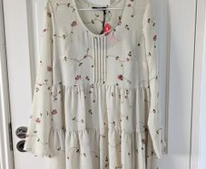 Cream Floral Boho Dress Size 10 (BNWT)