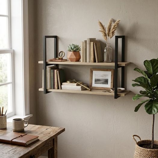 STRATA Industrial Steel Shelf Brackets (Pair) | Modern Minimalist Wall Storage
