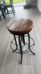 Adjustable rustic wooden bar stools