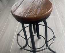 Adjustable rustic wooden bar stools