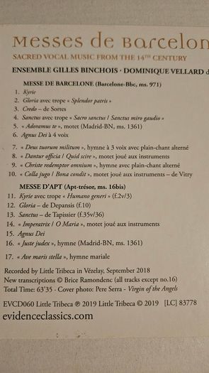 Messes De Barcelone Et D'Apt - Sacred Vocal Music From 14th Centary.