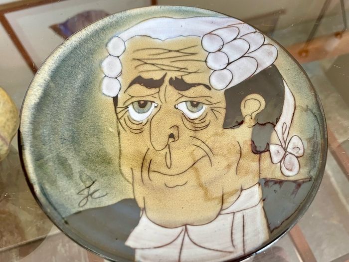 1960s Design English Chelsea Pottery Set Earthenware Glazed Footed Dish and Mug Barrister Judge Collectible
