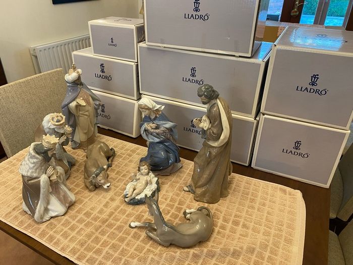 Rare Lladro Large Nativity Christmas Crib Set 8 Pieces Original Boxes