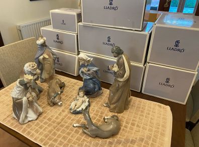 Rare Lladro Large Nativity Christmas Crib Set 8 Pieces Original Boxes