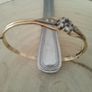 Vintage Rolled Gold Bangle Bracelet  Amethyst  Clear Stone Cluster Image 9
