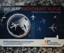 Netherlands 5 Euro Base Metals (Silver Plated) Brilliant Uncirculated Coin 2019 - Aviation