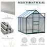 Clear Polycarbonate Greenhouse Large Walk-In Green House Garden Plants Grow Galvanized Base Aluminium Frame w/ Slide Door (6 x 6ft) Image 3