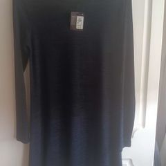 Navy long-sleeve knit textured dress