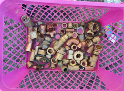 Plumbing Hardware & Fittings Job Lot Brass & Copper Connectors, Valves, Tees, Elbows & Washers