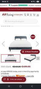 Light Grey Velvet King Size Bedframe