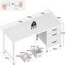 Computer Desk with Drawers 120x48cm Office Storage Reversible Small White Desks for Home Image 3