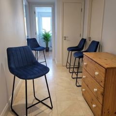 4 Navy Velvet Bar Stool