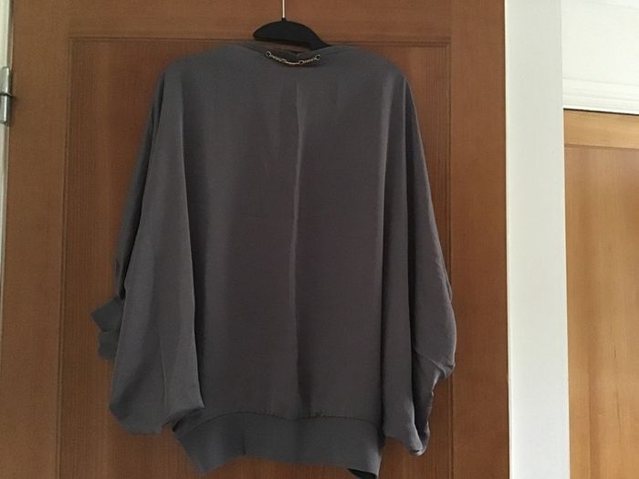 Replay Ladies Grey Batwing Sleeve Top Size Small