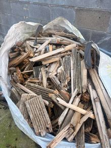 Skip bags of wooden deck that was lifted