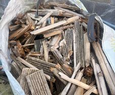Skip bags of wooden deck that was lifted