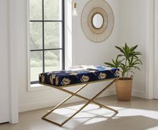 Midnight Fern X-Frame Bench: Artistic Luxury for Irish Homes