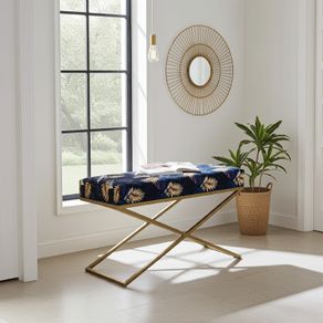 Midnight Fern X-Frame Bench: Artistic Luxury for Irish Homes