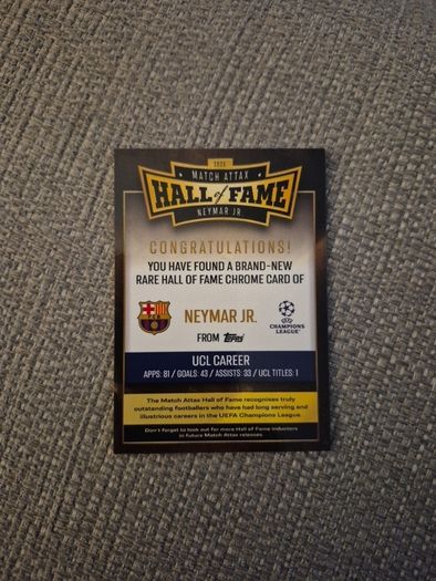 Match Attax 25/26 Hall of Fame Neymar Jr. Card