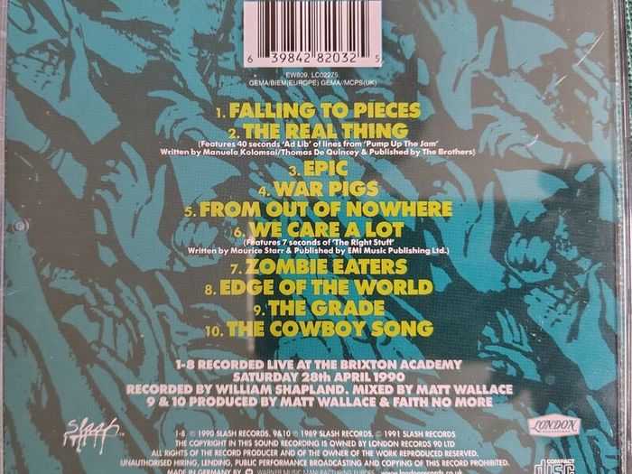 Faith No More - Live At The Brixton Academy CD (1991) Alternative Rock EX+