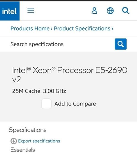Intel Xeon Processor E5-2690 v2 25M Cache, 3.00 GHz. 20 logical processors/threads 50 euro each