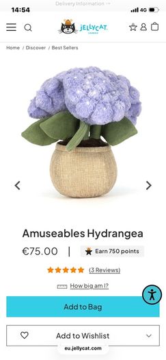 New JELLYCAT Amuseables Hydrangea