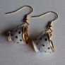 White & Gold Spotty Mini Teacup Drop Earrings Image 2