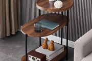 3 Tier Side Table slim side tabl living room Coffee Table Bedside Table,with Storage Shelf Sofa Versatile Furniture for Books, Coffee, and Bedroom Essentials  Ideal Living Room (Rustic Brown)