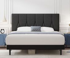 Double Bed Frame Black Upholstered