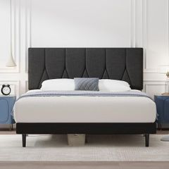 Double Bed Frame Black Upholstered