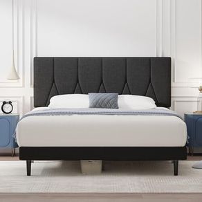 Double Bed Frame Black Upholstered