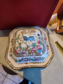 Vintage Bridgwood Indian Tree Dish With Lid