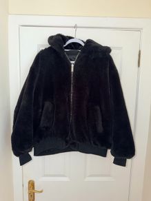 Zara TRF Reversible Faux Fur Women's Bomber Jacket in Black - size XS