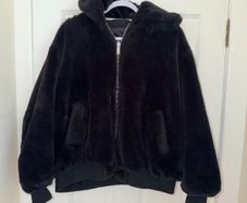 Zara TRF Reversible Faux Fur Women's Bomber Jacket in Black - size XS
