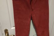 real leather suede red trousers