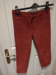 real leather suede red trousers