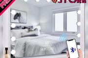 Hollywood Mirror with Bluetooth 15 LED Dimmable Bulbs Hollywood Vanity Mirror with Lights Lighted Makeup Mirror with USB Charging Port and 10X Magnifier Mirror Touch Screen (FREE POSTAGE)