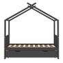 Kids Bed Frame with a Drawer Dark Grey Solid Pine Wood 80x160cm Image 3