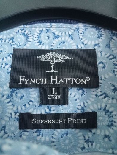 PRICE DROP, "FYNCH HATTON",Super soft Print, Size Large men's short sleeve shirt,