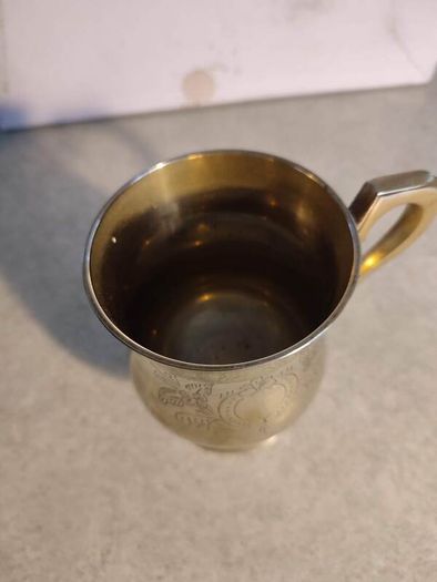 Vintage Engraved Brass Metal Cup Mug Wine Glass Made in India