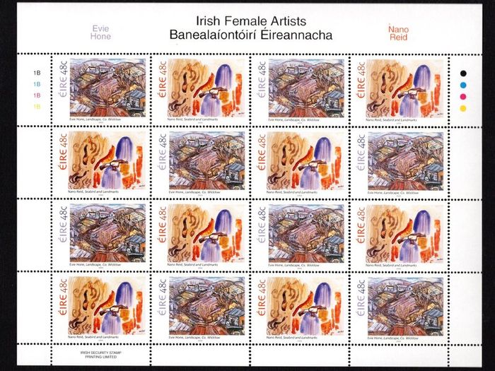 2005 Ireland Irish Female Artists Commemorative Stamps Sheetlet Plate 1B1B1B1B Mint Never Hinged (MNH)