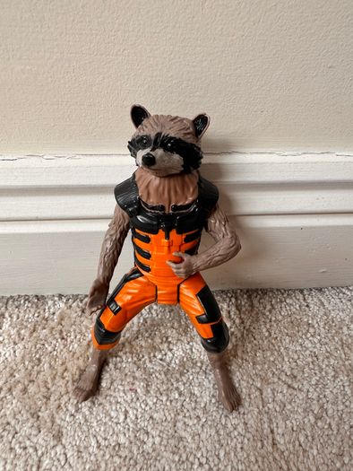 2014 Hasbro Marvel Rocket Racoon Guardians Of The Galaxy Figure Only No Tail approx. 15 cm. Used Please see photos