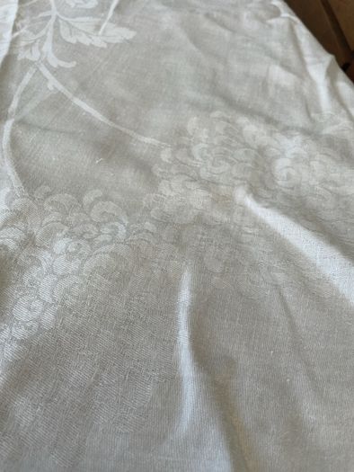 Vintage linen oval tablecloth